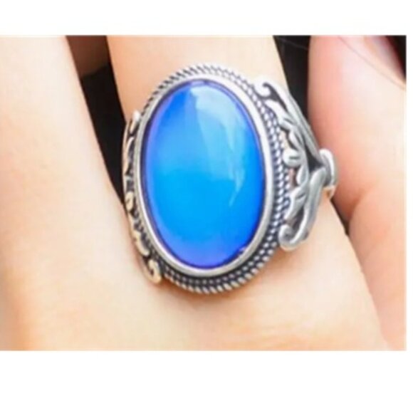 Victorian Design Band - Boho Style Mood Stone - Color Changing Ring Stainless - Picture 4 of 6